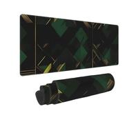 Large Gaming Mouse Pad Black Green and Gold Geometric Desk Mat Protector for Desktop Mousepad Waterproof Writing Pads with Anti-Slip Rubber Base Keyboard Pad for Gamer Office Home 31.5" x 12"