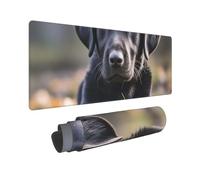 Large Gaming Mouse Pad Black Labrador Puppy Desk Mat Protector for Desktop Mousepad Waterproof Writing Pads with Anti-Slip Rubber Base Keyboard Pad for Gamer Office Home 31.5" x 12"