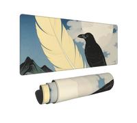 Large Gaming Mouse Pad Black Raven Moon Print Desk Mat Protector for Desktop Mousepad Waterproof Writing Pads with Anti-Slip Rubber Base Keyboard Pad for Gamer Office Home 31.5" x 12"