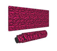 Large Gaming Mouse Pad - Black red Pink Bright Zebra Print Rubber Base Desk Mat, Desk Pad with Stitched Edges, Mousepad for Laptop, PC Keyboard Mouse Mat for Work Game Office 12x31.5 Inch