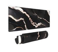 Large Gaming Mouse Pad Black Rose Gold Marble Desk Mat Protector for Desktop Mousepad Waterproof Writing Pads with Anti-Slip Rubber Base Keyboard Pad for Gamer Office Home 31.5" x 12"