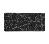 Large Gaming Mouse Pad Black Topographic Contour Mouse Pad with Stitched Edges & Nonslip Rubber Base Extended XXL Long Mousepad Big Desk Mat for Company Office Work, 35.4 x 15.7 in