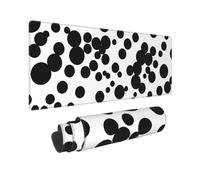 Large Gaming Mouse Pad Black & White Big Dot Desk Mat Protector for Desktop Mousepad Waterproof Writing Pads with Anti-Slip Rubber Base Keyboard Pad for Gamer Office Home 31.5" x 12"