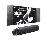 Large Gaming Mouse Pad Black White Music Note Desk Mat Protector for Desktop Mousepad Waterproof Writing Pads with Anti-Slip Rubber Base Keyboard Pad for Gamer Office Home 31.5" x 12"