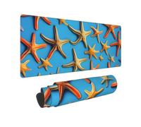 Large Gaming Mouse Pad Blue Background with Many Starfish Desk Mat Protector for Desktop Mousepad Waterproof Writing Pads with Anti-Slip Rubber Base Keyboard Pad for Gamer Office Home 31.5" x 12"