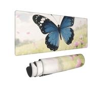 Large Gaming Mouse Pad Blue Butterfly Desk Mat Protector for Desktop Mousepad Waterproof Writing Pads with Anti-Slip Rubber Base Keyboard Pad for Gamer Office Home 31.5" x 12"