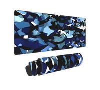 Large Gaming Mouse Pad Blue Camouflage Print Desk Mat Protector for Desktop Mousepad Waterproof Writing Pads with Anti-Slip Rubber Base Keyboard Pad for Gamer Office Home 31.5" x 12"