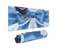 Large Gaming Mouse Pad Blue Floral Bow Desk Mat Protector for Desktop Mousepad Waterproof Writing Pads with Anti-Slip Rubber Base Keyboard Pad for Gamer Office Home 31.5" x 12"