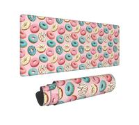 Large Gaming Mouse Pad, Blue Pink White Donut Print Computer Keyboard Pad Desk Pad, Non-Slip Desk Matt for Desktop, Mousepad for Office Home Desk Accessories 12x31.5