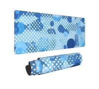 Large Gaming Mouse Pad Blue Polka Dot Print Desk Mat Protector for Desktop Mousepad Waterproof Writing Pads with Anti-Slip Rubber Base Keyboard Pad for Gamer Office Home 31.5" x 12"