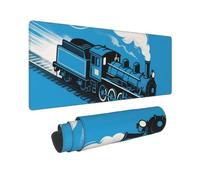 Large Gaming Mouse Pad Blue Steam Train Desk Mat Protector for Desktop Mousepad Waterproof Writing Pads with Anti-Slip Rubber Base Keyboard Pad for Gamer Office Home 31.5" x 12"