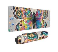 Large Gaming Mouse Pad Butterfly drip Spray Watercolor Desk Mat Protector for Desktop Mousepad Waterproof Writing Pads with Anti-Slip Rubber Base Keyboard Pad for Gamer Office Home 31.5" x 12"