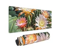 Large Gaming Mouse Pad Cactus Flower Pot Desk Mat Protector for Desktop Mousepad Waterproof Writing Pads with Anti-Slip Rubber Base Keyboard Pad for Gamer Office Home 31.5" x 12"