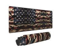 Large Gaming Mouse Pad Camouflage Star USA Flag Desk Mat Protector for Desktop Mousepad Waterproof Writing Pads with Anti-Slip Rubber Base Keyboard Pad for Gamer Office Home 31.5" x 12"