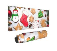 Large Gaming Mouse Pad, Christmas Gingerbread Cookies Computer Keyboard Pad Desk Pad, Non-Slip Desk Matt for Desktop, Mousepad for Office Home Desk Accessories 12x31.5