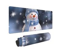 Large Gaming Mouse Pad Christmas Happy Snowman Desk Mat Protector for Desktop Mousepad Waterproof Writing Pads with Anti-Slip Rubber Base Keyboard Pad for Gamer Office Home 31.5" x 12"