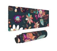 Large Gaming Mouse Pad Colorful Boho Floral Desk Mat Protector for Desktop Mousepad Waterproof Writing Pads with Anti-Slip Rubber Base Keyboard Pad for Gamer Office Home 31.5" x 12"
