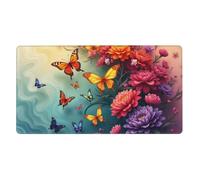 Large Gaming Mouse Pad, Colorful Butterfly Garden-A Print Desk Keyboard Pad, Non-Slip Desk Mat for Desktop Keyboard and Mouse, Mousepad for Office Home Accessories 16x29.5