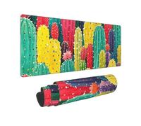 Large Gaming Mouse Pad Colorful Cactus Pattern Desk Mat Protector for Desktop Mousepad Waterproof Writing Pads with Anti-Slip Rubber Base Keyboard Pad for Gamer Office Home 31.5" x 12"