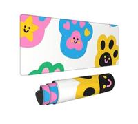 Large Gaming Mouse Pad Colorful Doodle Cute Paw Print Desk Mat Protector for Desktop Mousepad Waterproof Writing Pads with Anti-Slip Rubber Base Keyboard Pad for Gamer Office Home 31.5" x 12"