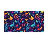 Large Gaming Mouse Pad, Colorful Music Notes Print Desk Keyboard Pad, Non-Slip Desk Mat for Desktop Keyboard and Mouse, Mousepad for Office Home Accessories 16x29.5