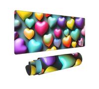 Large Gaming Mouse Pad Colorful Rainbow Hearts Desk Mat Protector for Desktop Mousepad Waterproof Writing Pads with Anti-Slip Rubber Base Keyboard Pad for Gamer Office Home 31.5" x 12"