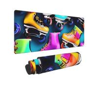 Large Gaming Mouse Pad Colorful Roller Skates Desk Mat Protector for Desktop Mousepad Waterproof Writing Pads with Anti-Slip Rubber Base Keyboard Pad for Gamer Office Home 31.5" x 12"