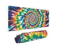 Large Gaming Mouse Pad Colorful Spiral Tie Dye Desk Mat Protector for Desktop Mousepad Waterproof Writing Pads with Anti-Slip Rubber Base Keyboard Pad for Gamer Office Home 31.5" x 12"