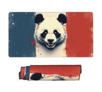 Large Gaming Mouse Pad - Cool Blue Red Panda Print Rubber Base Desk Mat, Desk Pad with Stitched Edges, Mousepad for Laptop, PC Keyboard Mouse Mat for Work Game Office 16x29.5in