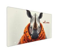 Large Gaming Mouse Pad, Cool Orange Rhino Print Desk Keyboard Pad, Non-Slip Desk Mat for Desktop Keyboard and Mouse, Mousepad for Office Home Accessories 16x35.5