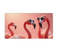 Large Gaming Mouse Pad, Cool Pink Flamingo-A Print Desk Keyboard Pad, Non-Slip Desk Mat for Desktop Keyboard and Mouse, Mousepad for Office Home Accessories 16x29.5