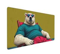 Large Gaming Mouse Pad, Cool Red Bear-A Print Desk Keyboard Pad, Non-Slip Desk Mat for Desktop Keyboard and Mouse, Mousepad for Office Home Accessories 16x35.5