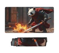 Large Gaming Mouse Pad - Cool Red Panda Warrior-A Print Desk Mat with Stitched Edges, Rubber Base Desk Pad, Mousepad for Laptop, PC Keyboard Mouse Mat for Work Game Office16x29.5in
