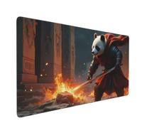 Large Gaming Mouse Pad, Cool Red Panda Warrior-B Print Desk Keyboard Pad, Non-Slip Desk Mat for Desktop Keyboard and Mouse, Mousepad for Office Home Accessories 16x35.5