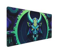 Large Gaming Mouse Pad, Cool Teal Demon Print Desk Keyboard Pad, Non-Slip Desk Mat for Desktop Keyboard and Mouse, Mousepad for Office Home Accessories 16x35.5