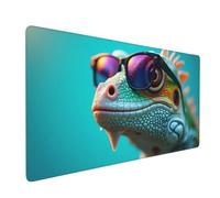 Large Gaming Mouse Pad, Cool Teal Lizard Print Desk Keyboard Pad, Non-Slip Desk Mat for Desktop Keyboard and Mouse, Mousepad for Office Home Accessories 16x35.5