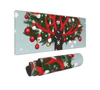 Large Gaming Mouse Pad Cow Deer Trees Christmas Desk Mat Protector for Desktop Mousepad Waterproof Writing Pads with Anti-Slip Rubber Base Keyboard Pad for Gamer Office Home 31.5" x 12"
