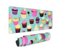 Large Gaming Mouse Pad Cupcake Pattern Desk Mat Protector for Desktop Mousepad Waterproof Writing Pads with Anti-Slip Rubber Base Keyboard Pad for Gamer Office Home 31.5" x 12"