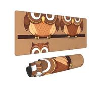 Large Gaming Mouse Pad Cute Big Brown Cartoon Owls Desk Mat Protector for Desktop Mousepad Waterproof Writing Pads with Anti-Slip Rubber Base Keyboard Pad for Gamer Office Home 31.5" x 12"