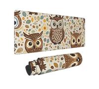 Large Gaming Mouse Pad Cute Brown Cartoon Owls Desk Mat Protector for Desktop Mousepad Waterproof Writing Pads with Anti-Slip Rubber Base Keyboard Pad for Gamer Office Home 31.5" x 12"