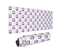 Large Gaming Mouse Pad, Cute Cat Donut Print Purple Computer Keyboard Pad Desk Pad, Non-Slip Desk Matt for Desktop, Mousepad for Office Home Desk Accessories 12x31.5
