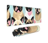 Large Gaming Mouse Pad Cute Chihuahua Pug Desk Mat Protector for Desktop Mousepad Waterproof Writing Pads with Anti-Slip Rubber Base Keyboard Pad for Gamer Office Home 31.5" x 12"