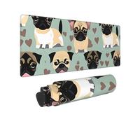 Large Gaming Mouse Pad Cute Chihuahua Pug Pattern Desk Mat Protector for Desktop Mousepad Waterproof Writing Pads with Anti-Slip Rubber Base Keyboard Pad for Gamer Office Home 31.5" x 12"