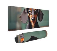 Large Gaming Mouse Pad Cute Dachshund Duggee Desk Mat Protector for Desktop Mousepad Waterproof Writing Pads with Anti-Slip Rubber Base Keyboard Pad for Gamer Office Home 31.5" x 12"