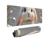Large Gaming Mouse Pad Cute Easter Bunny Desk Mat Protector for Desktop Mousepad Waterproof Writing Pads with Anti-Slip Rubber Base Keyboard Pad for Gamer Office Home 31.5" x 12"