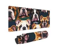 Large Gaming Mouse Pad Cute English Bulldog Desk Mat Protector for Desktop Mousepad Waterproof Writing Pads with Anti-Slip Rubber Base Keyboard Pad for Gamer Office Home 31.5" x 12"