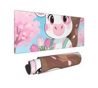 Large Gaming Mouse Pad Cute Flower Cow Desk Mat Protector for Desktop Mousepad Waterproof Writing Pads with Anti-Slip Rubber Base Keyboard Pad for Gamer Office Home 31.5" x 12"