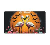 Large Gaming Mouse Pad, Cute Pink Flamingo Halloween Print Desk Keyboard Pad, Non-Slip Desk Mat for Desktop Keyboard and Mouse, Mousepad for Office Home Accessories 16x29.5