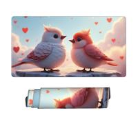 Large Gaming Mouse Pad - Cute Pink Love Birds Print Desk Mat with Stitched Edges, Rubber Base Desk Pad, Mousepad for Laptop, PC Keyboard Mouse Mat for Work Game Office16x29.5in