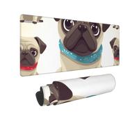 Large Gaming Mouse Pad Cute Pug Desk Mat Protector for Desktop Mousepad Waterproof Writing Pads with Anti-Slip Rubber Base Keyboard Pad for Gamer Office Home 31.5" x 12"